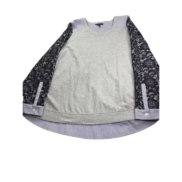 Lane Bryant Womens Mixed Media Top Size 22/24 Sweatshirt Dress Shirt Lace Overla - Picture 3 of 8